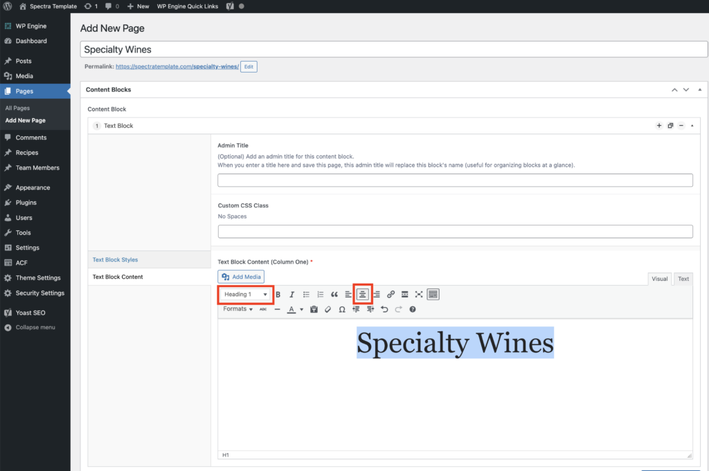 Spectra Text Block